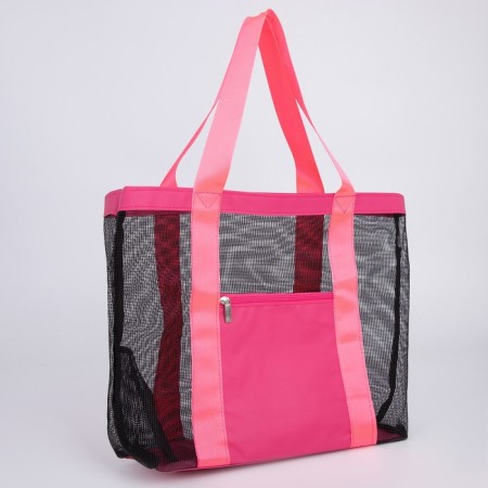 Bag - Shoper beach, 33x32x1 cm, with a grid, pink color-1