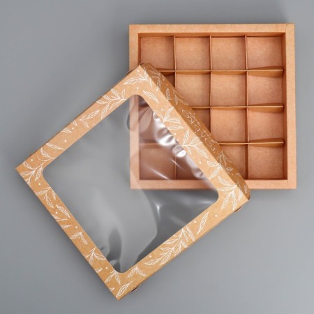Box for sweets, confectionery packaging, 16 cells “only for you”, 18.9 x 18.9 x 3.8 cm-1