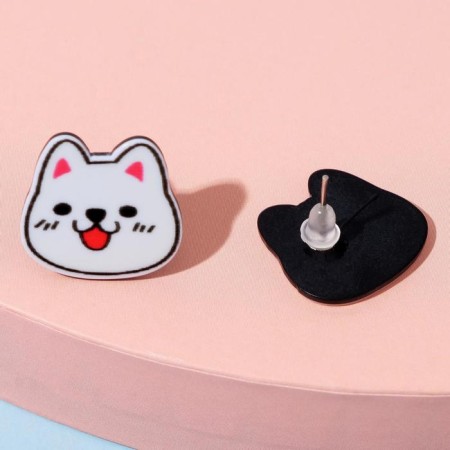 Children's earrings "chosen" dog, white color in silver-2
