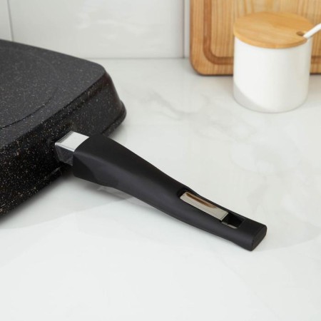 Granite Grill pan, 26 × 26, removable handle, glass cover, anti-stick coating, black color-4