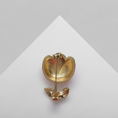 Brooch "Flower", color pink green in gold-2