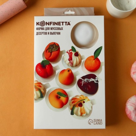 Form for mussa desserts and baking konfinetta “puenti”, silicone, 30 × 18 × 3 cm, 8 cells (6.6 × 3 cm), white color-6