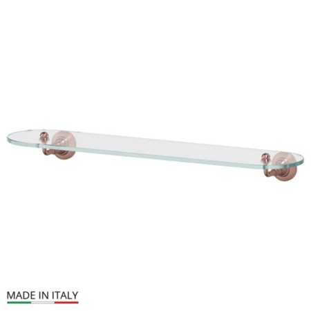 Shelf with holders, width 60 cm, glass, antique copper