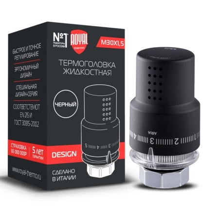 Thermostatic head Royal Thermo Design, Liquid, M30x1.5, Black