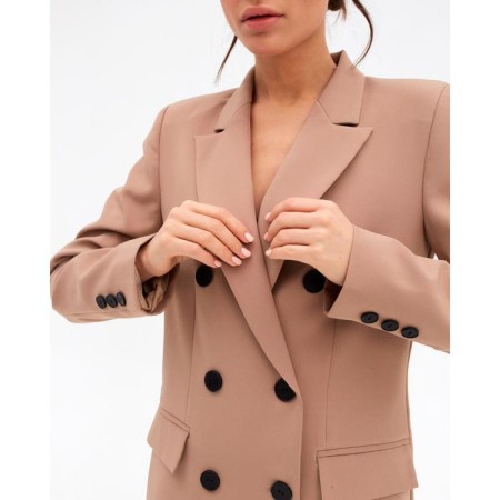 Jacket female double -breasted mist size 50, beige color-1