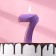 Candle in the Cake "Fine", number "7", purple metallic, 6.5 cm
