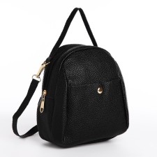 Women's backpack of artificial leather with lightning, 1 pocket, black color