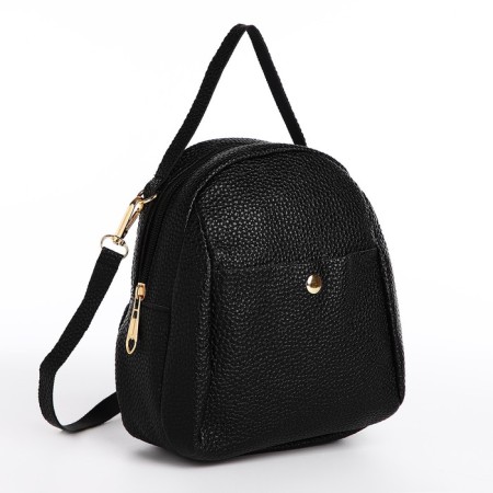 Women's backpack of artificial leather with lightning, 1 pocket, black color