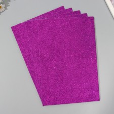 A set of glitter foamiran (5 sheets) 2 mm, 20x30 cm, purple