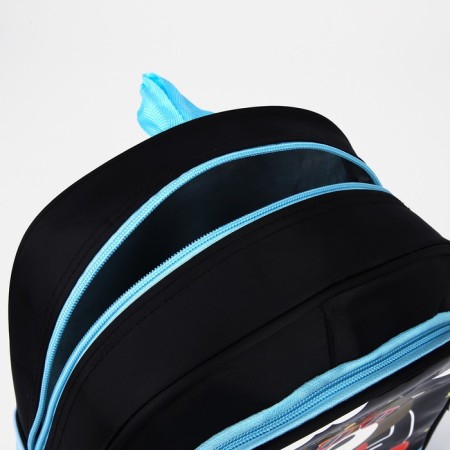 Baby backpack on lightning, 3 outer pockets, black/blue color-5