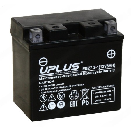 The battery Uplus High Performance 6 Ah, reverse polarity