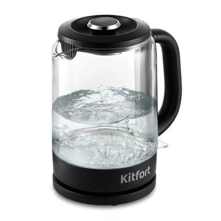 KT-6156 kettle, electric, glass, 1.5 l, 2200 watts, black