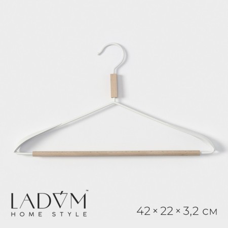 Shoulders - clothes hanger with reinforced shoulders Ladoom Laconique, 42 × 24 × 3.2 cm, white color