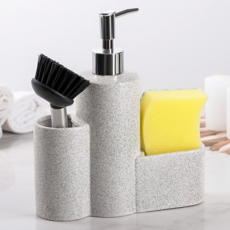 A dispenser for a detergent with a sponge stand and a minimum brush, 350 ml, white color-2