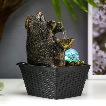 The desktop fountain from the network, the backlight "Bronze Ganesha and lotuses" 22x13x13 cm-4