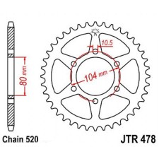 The rear star, driven JTR478 steel, chain 520, 38 teeth