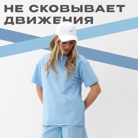 Set (T -shirt, shorts) Women's Minaku: Casual Collection, Blue Color, Size 42-1