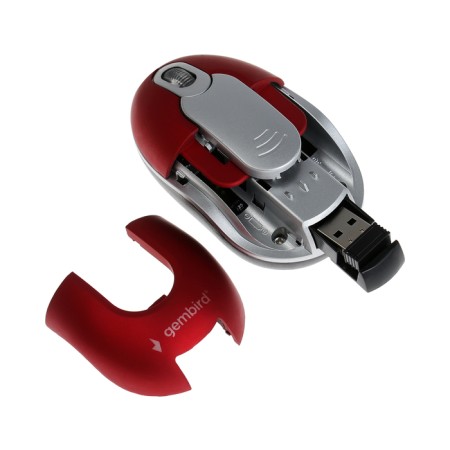 Mouse Gembird MusW-605, wireless, optical, 1200 dpi, 2xaaa, USB, red-5