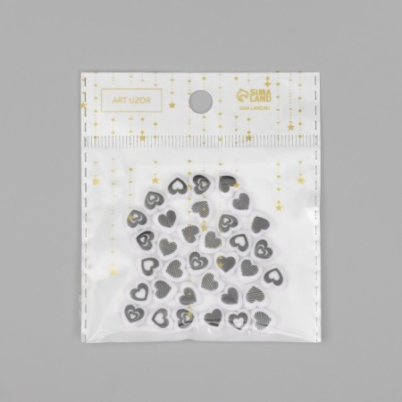 Beads for creativity plastic "Drawn Heart" white-black set 30 pcs 0.8x0.4 cm-3