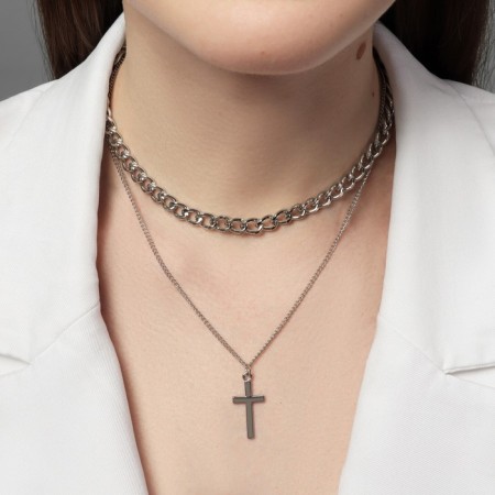 Piece "chain" cross, color silver, 40 cm-2