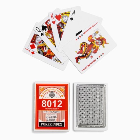 Plastic playing cards "8012", 54 pcs, 28 μm, blue, 6.3 x 8.8 cm