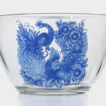 Gzhel salad bowl, glass, 1750 ml, in gift packaging-1