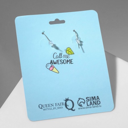 Acrylic earrings "rabbits" curly, white color-2