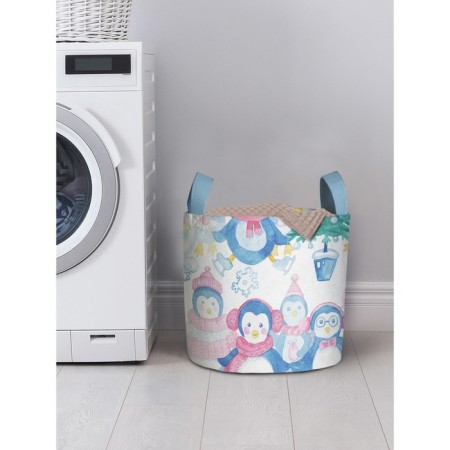Basket for storage of things "Family of Snowmen", size 35x35 cm