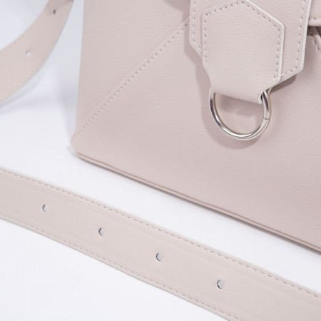 Women's bag on magnet, outer pocket, beige color-4