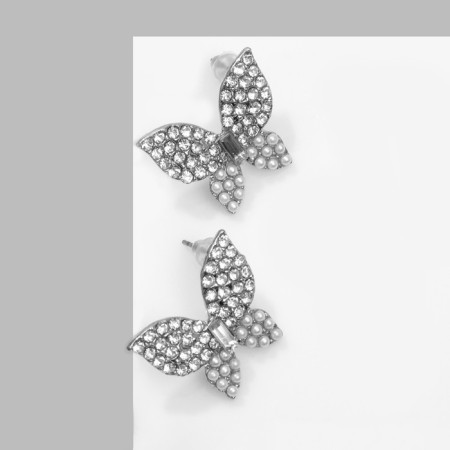 Earrings with pearls "butterflies" are tender, white color in silver