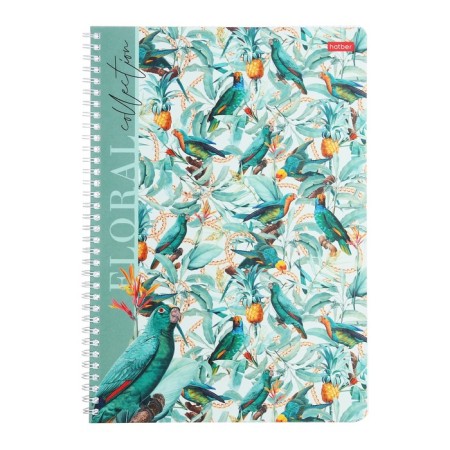 A4 notebook, 80 sheets in a cage on the crest of Floral Collection, covered Cardboard, matte lamination, block 65 g/m2, 4v mix-5