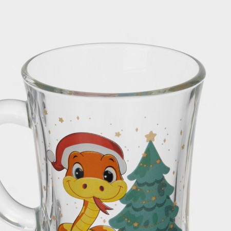 New Year's glass mug for mulled wine "New Year's snakes", 200 ml, mix-4