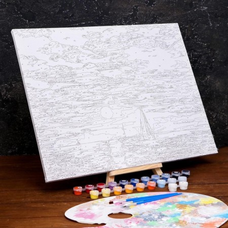 Picture on numbers on canvas with the subframe "Sunset", 40 x 50 cm-2