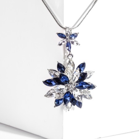 Piece "flower" mimosa, white-blue color in silver, l = 70