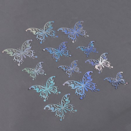 Set for decorating "Butterflies", set 12 pcs, color holography silver-1