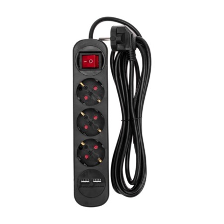 Extension cord Standard 3 Nests, 3m, 3x1.0mm², C/Z, with a switch, 2 USB, Black Rexant