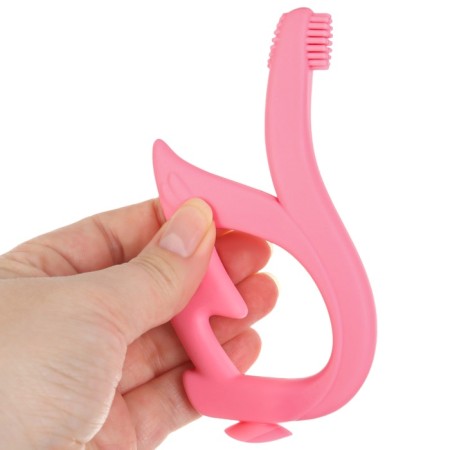 Silicone teether "swan", pink color, crush me-8
