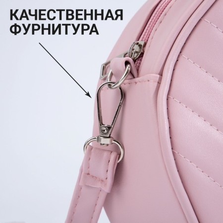 Women's Bag -round artificial leather, 18x18 cm, pink color-3