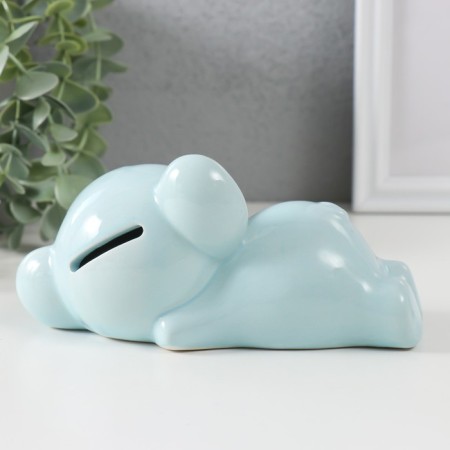 Piggy bank Ceramics "Sleeping Blue Elephant" 16x8x7.5 cm-2