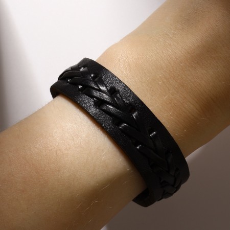 Bracelet Skin "minimal" braid, black color, 22 cm-3