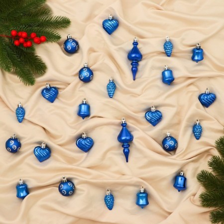 Set of jewelry plastic 24 pcs "Funny curl" 4 cm, blue