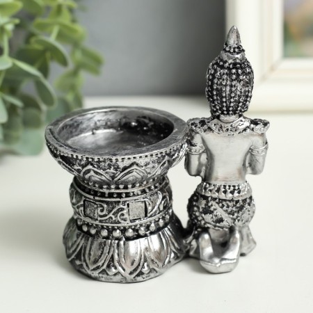 Souvenir Polystone SPRAGE "Buddha in silver robes" MIX 9.5x8.5x5.3 cm-3