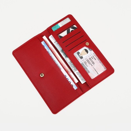 Women's wallet on the button, red color-2