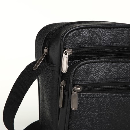 Male bag, 18*9.5*15.5 cm, lightning department, 3 n/pocket, reg. Rev., black-2