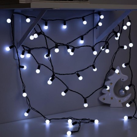 Garland “thread” 10 m with nozzles “balls 1.5 cm”, IP44, dark thread, 100 LED, white glow, 8 modes, 220 V-2