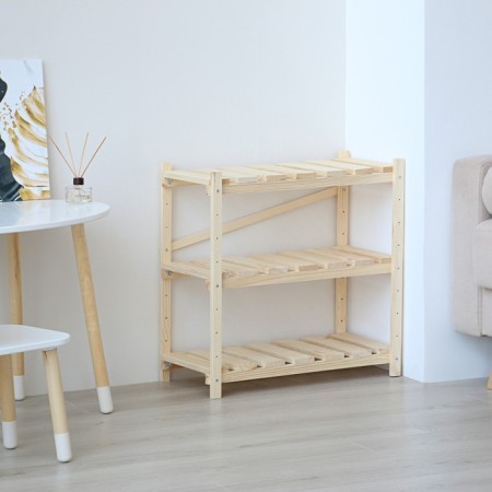 Wooden rack reinforced, 3 shelves, screw connection, adjustable shelves 60x60x30 cm-1