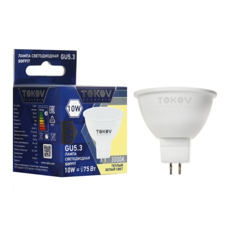LED LED TOKOV Electric, 10 W, SOFFIT, 3000 K, GU5.3, 176-264V
