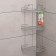 The bathroom shelf is an angular 3-tier, 20.5 × 20.5 × 52 cm, color chromium