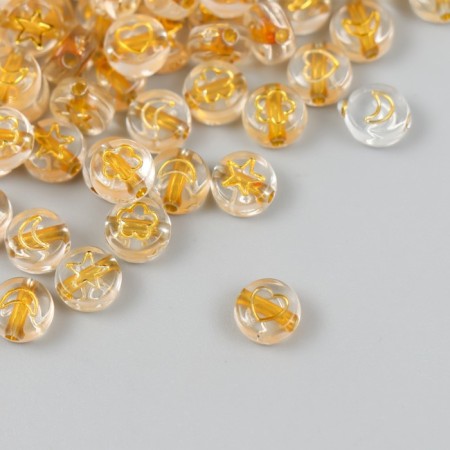 Beads for creativity plastic "Hearts and stars" gold set 20 grams 0.4x0.7x0.7 cm-1