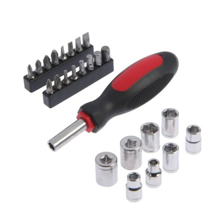 A screwdriver with a set of bit and end heads of the tundra, plastic case, 25 items